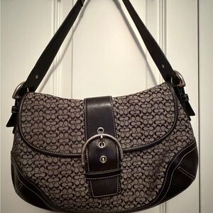 Coach Black and Gray Signature Shoulder Bag